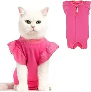 Avont Cat Recovery Suit - Post-Surgery Onesie for Cats, Alternative to Cone of Shame, Protective Spay Suit for Female Kitten, Ideal for Healing and Skin Conditions -Magenta(M)