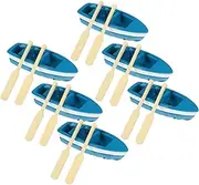 Totority 6pcs Micro Landscape Boat Paddle Lifelike Resin Craft Model Boat Ornament for Garden Decor Random Style