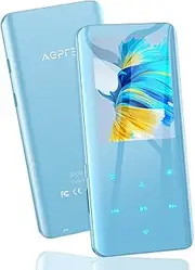 32GB MP3 Player with Bluetooth 5.3, AGPTEK 2.4" Curved Screen Music Player with Speaker HiFi Lossless Sound with FM Radio, Voice Recorder, Supports up to 128GB TF Card- Headphones Included, Blue