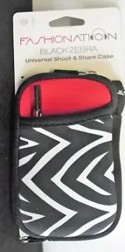 Digital Camera Point & Shoot Case Soft Zipper Zebra Wrist Strap Universal NEW