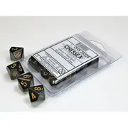 CHX 25228 Opaque Black/gold Set of Ten d10s