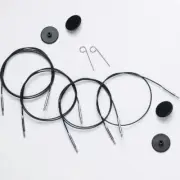 KnitPro Black Silver Swivel Interchangeable Cable- 16" 20" 24" 32" 40" 47" 60"