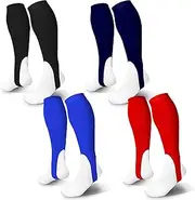 [Jeyiour] 4 Pairs 7 Inch Baseball Stirrups Softball Stirrups Assorted Colors Baseball Stirrup Socks for Sports Outdoor