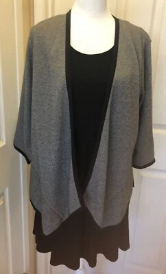 NWT Alfani Open Swing Jacket. Size M. Gray with Black Trim. Cotton/Rayon.