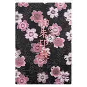 Senshishu'in Goshuincho Notebook Black Pink Sakura Embroidery 48 Pages Accordion
