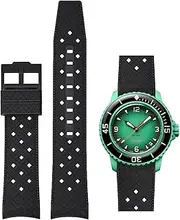 [Niziruoup] Strap for Blancpain Swatch Tropical Style 22mm Curved Soft Premium Silicone Rubber Replacement Band for Blancpain Swatch Fifty Fathoms Men Women, with Hex Spanner Tool Kit