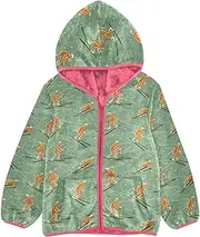 [Caihoyu] Girls Sherpa Lined Lightweight Zip Up Toddler Girl Dress