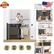 Durable 33" Tall Retractable Gate for Kids & Pets with Double Security Features