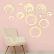 Gold Circle Wall Mirror Stickers for Walls, Home, Mirrors Decals
