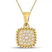 10k Yellow Gold Round Diamond Square Pendant 1/6 Cttw