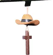 Cowboy Hat Decor,Western Cowboy Hat Charm Car Decorations - Rear View Mirror Accessories, Western Oxford Cloth Ornament Miniature for Auto Home Decorations