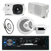 PLMRB29B Bluetooth Boat Radio,3.5" Box and 6.5" Round Speakers, Antenna