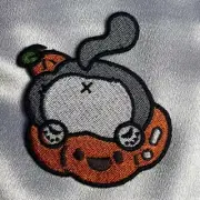 Kitty hiding in a Pumpkin Halloween Kawaii Anime Iron On Embroidery Patch