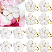 72 Pcs White Flower Napkin Rings Set, Holiday Gold Napkin Ring Holder Floral Ser