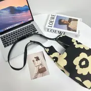 Patterned Knit Tote Bag 150cm Length Strap (Strap Only) - Black - One Size