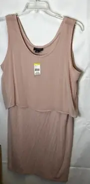 Metaphor Sz Large Pastel Pink Tunic Shirt Dress Double Layer Sheer Overlay Top
