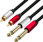 2 X 6.35 Mm to 2RCA Cable,Dual 1/4 Inch TS Stereo Jack Male to 2 RCA Male