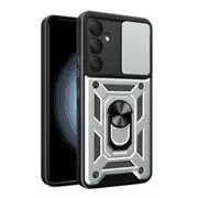 For Samsung Galaxy A35 5G Case Shockproof Shielding Cover, Metal Ring, Silver