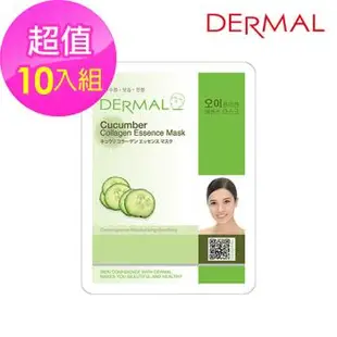 韓國DERMAL 小黃瓜保濕舒緩修護面膜 10入組