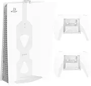VIVO Steel Wall Mount Bracket Designed for PS5 Gaming Console, Vertical Display for Playstation 5, Open Design, 2 Controller Mounts, White, MOUNT-PS5W
