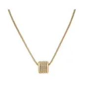 SKAGEN GOLD SNAKE CHAIN S/STEEL+MILANAISE INSERT BARREL CHARM NECKLACE JNSG029