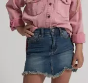 New One Teaspoon Denim Mini Skirt Girls 6-7 Superstar Blue 2020 Stretch HW