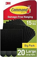 Command 6.8 kg Large Picture Hanging Strips 20 Pairs, (40 Command Strips) Damage Free Hanging Picture Hangers, No Tools Wall Hanging Strips for Christmas Decorations