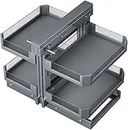 Corner Cabinet Pull Out Organizer with Extendable Shelf and 4 Baskets Rotating Storage Rack for Cupboard