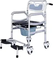 Rolling Walkers Patient Lift Wheelchair Bedside Commode with Backrest and Potty Shower Toilet Chair for Seniors & Disabled Transfer Chair Self-Propelled Wheelchair