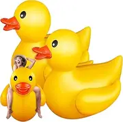 Hungdao 2 Pack Inflatable Duck Float Giant Inflatable Duck Pool Float Huge Blow up Ducks Easy to Inflate Large Duck Pool for Adults Teens Swimming Pool Toy Party Decoration, Yellow