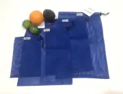 CARLOTTA REUSABLE PRODUCE MESH BAGS -SET OF 4 -BLUE -HANDMADE