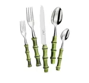 ALAIN SAINT JOANIS Green Bamboo Stainless 5-Piece Place Setting, NIB