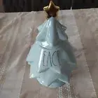 Rae Dunn Light Blue PEACE Ceramic Christmas Tree Cookie Jar Gold Letters & Star