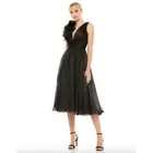 Mac Duggal Sleeveless Chiffon A-Line Tea Length Cocktail Dress Plunge Neck 0NWT