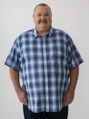 Blue White Short Sleeve Check Shirt