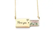 Lotus Flower Lotus Root Watercolor Letter Envelope Necklace Pendant Jewelry