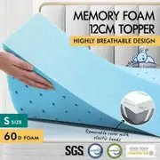 STARRY EUCALYPT Memory Foam Mattress Topper Ventilated Gel Bamboo 12cm Single