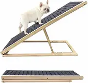 ABDULWEN Wooden Dog Stairs 4 Tier, Adjustable & Foldable for Elderly Pets with Joint Pain,Reduce Foot Strain,4-Step Pet Stairs for Small Dog Cat Training Ramp