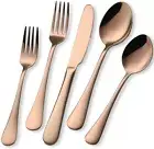 Rose Gold Silverware Set, 20 Piece Stainless Steel Flatware Cutlery Utensil set
