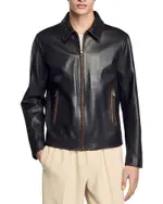 Sandro Distressed Leather Jacket