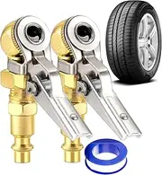 Tire Inflator Chuck,Air Chuck Quick Connect - Clip on 2x Sealing Connect Hose Tool for Compressor Attachments Gauge Pump Tyre Closed Flowing