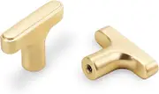 COTYKILEY 10 Pack Brushed Brass Kitchen Cabinet Drawer Pulls Solid Brass Drawer Knobs Dresser Knobs Kitchen