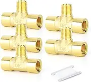 GASHER 2PCS Brass 3 Way Pipe Fitting Male Branch Tee T Adapter 1/4" NPT Female x 1/4" NPT Male x 1/4" NPT Female