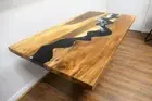 Resin Table, Epoxy Resin Table, Slab Table, River, Beach, Ocean Dining Table