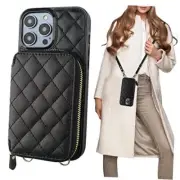 Crossbody Wallet Case for iPhone 14 Pro Max, RFID Blocking PU Leather Black
