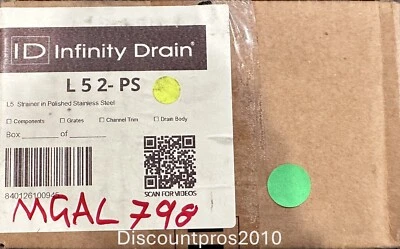 Infinity Drain L 52- PS 5"×5" - Strainer - Square - Polished Stainless