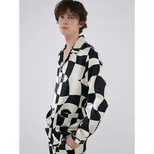 NotJustPajama男士真絲套裝新款棋盤格居家服/品牌純真絲睡衣套裝/高級桑蠶絲睡衣套裝/情侶睡衣