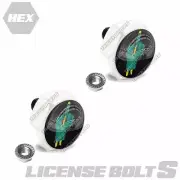 2 Polished Hex Billet License Plate Frame Fastener Tag Bolts - ZOMBIE FINGER FU