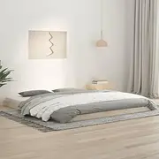 King Size Solid Wood Bed Frame Without Mattress, 183x203 cm, Modern Pine Platform with Plywood Slats, Sturdy Low-Profile Frame for Bedroom