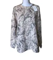 H by Halston Women’s Pink Blush Gray Marble Crew Neck Long Sleeve Sweatshirt XL